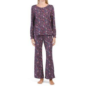 New! Jessica Simpson PJ Long Sleeve Floral print Bell Bottom Lounge Pajama Set